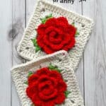 Crochet rose granny square promo image.