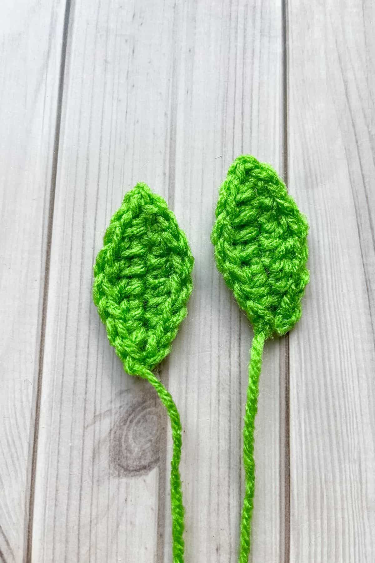 2 finished leaves on the table.