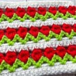Close up of finished crochet tulip stitch swatch.