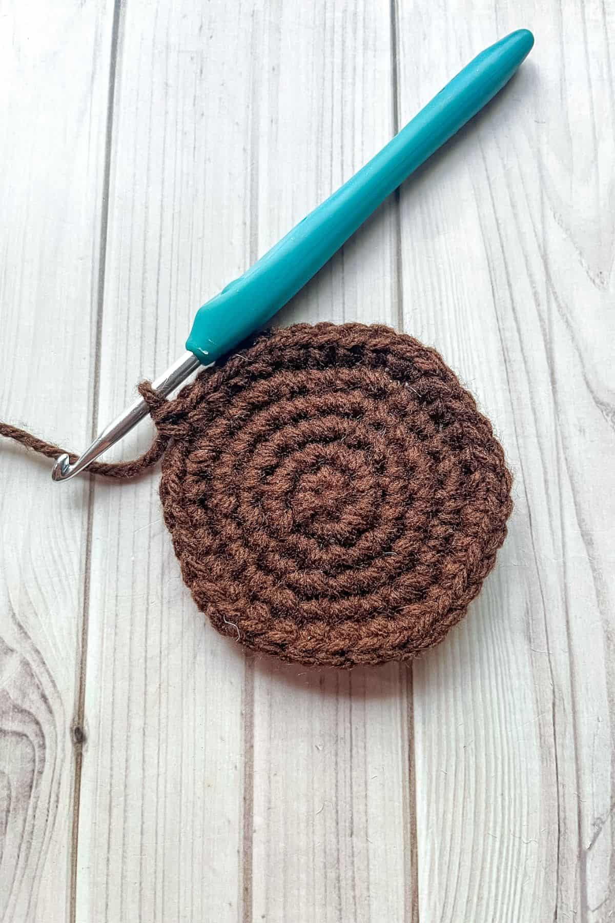 Soil for the crochet flowerpot.