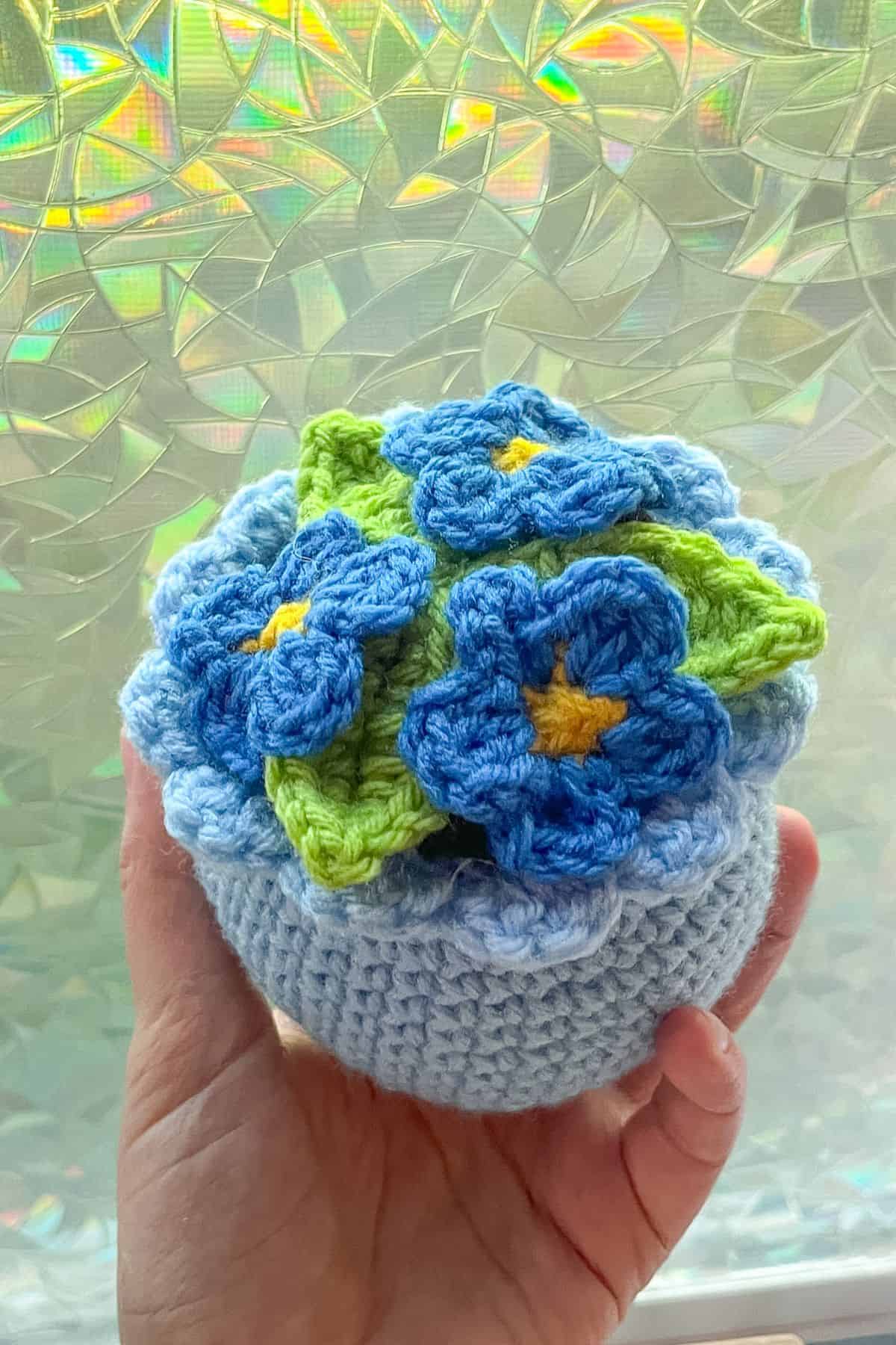 Finished forget me nots in hand.