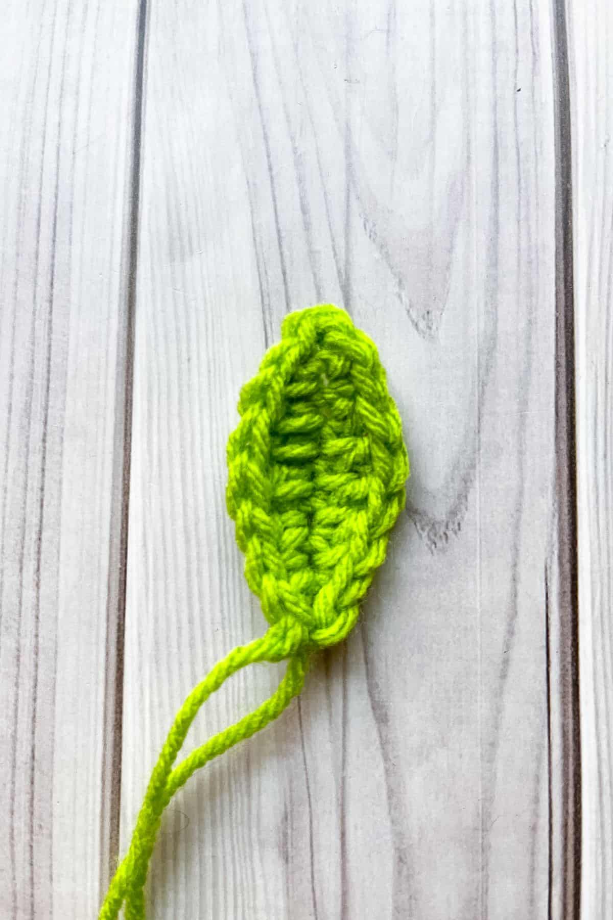 A crochet leaf.