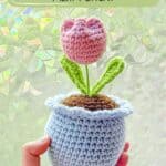 Promo image for the crochet potted tulip pattern.