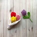 Finished crochet tulip and tulip bouquet.
