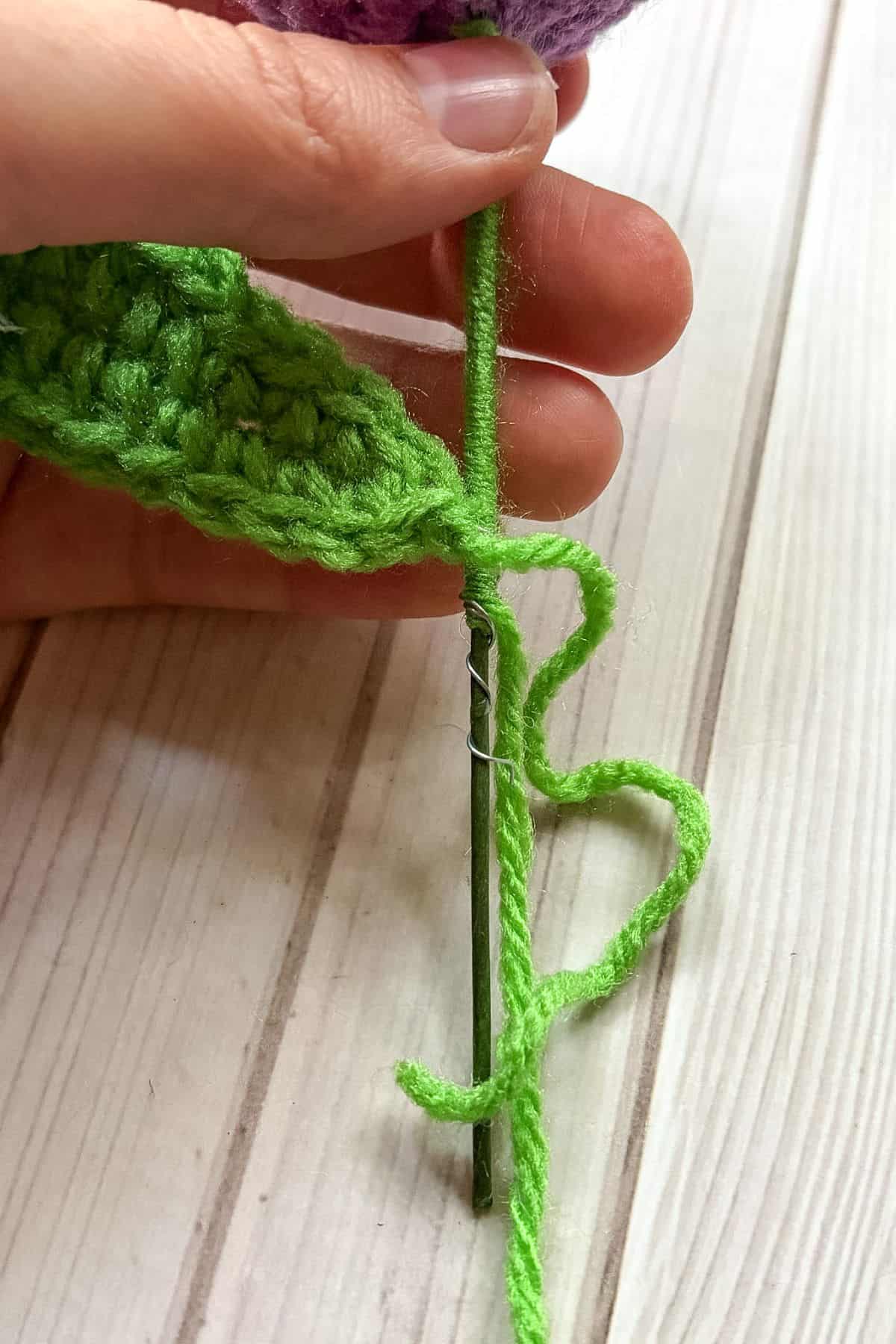 Adding the leaf to the stem.