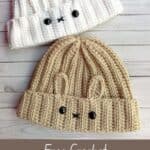 Crochet bunny hat promo image.