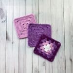 Finished crochet granny squares.
