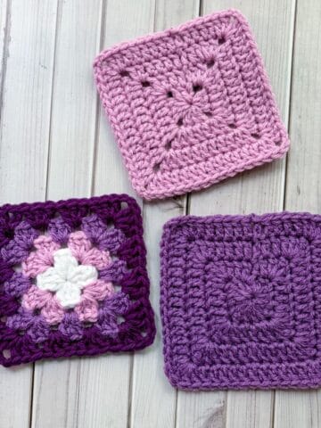Finished crochet granny squares.