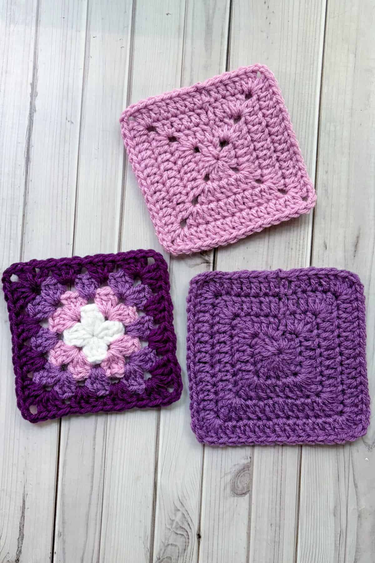 Finished crochet granny squares.