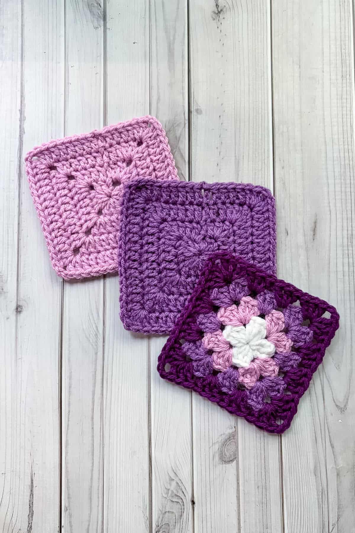 Finished crochet granny squares.