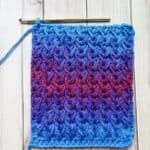 Crochet feather stitch swatch.