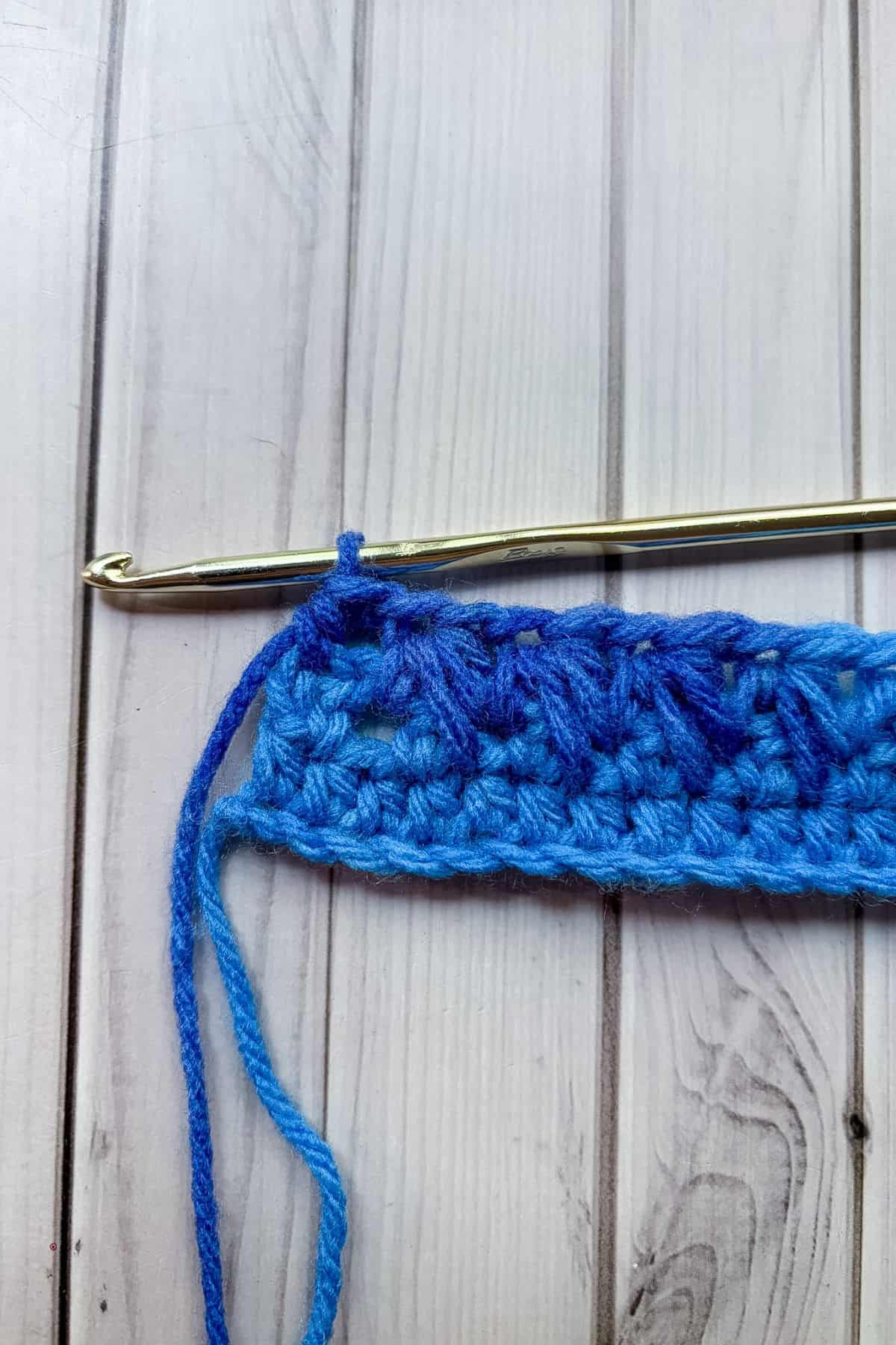 Finished row of feather stitches.