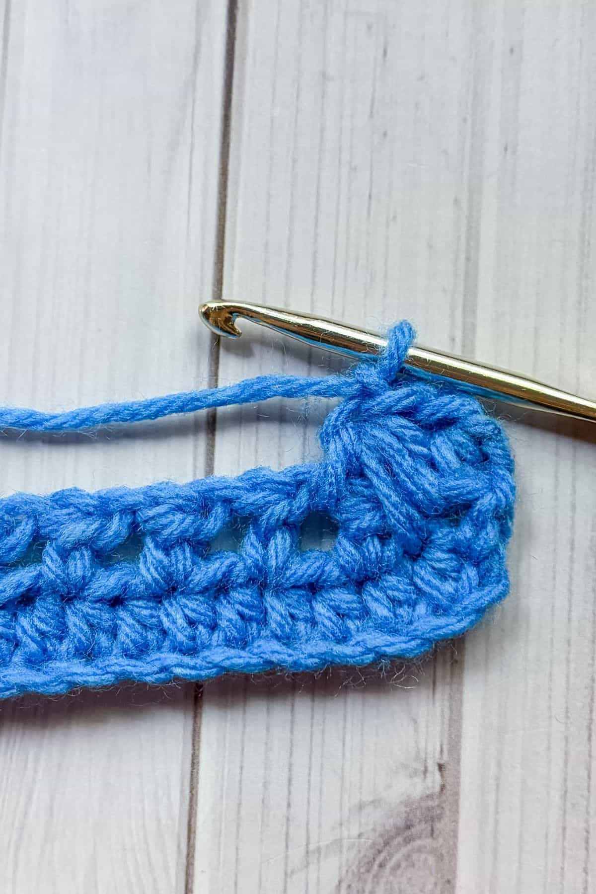 Making a feather stitch.