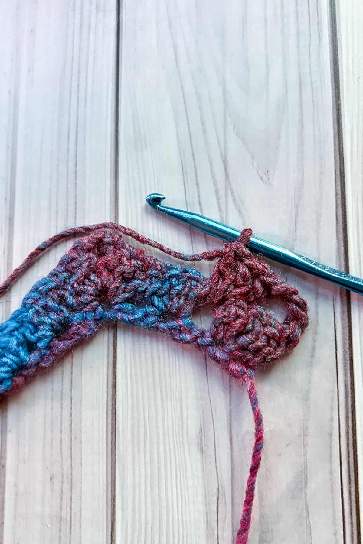 Starting row 2 of the granny ripple blanket.