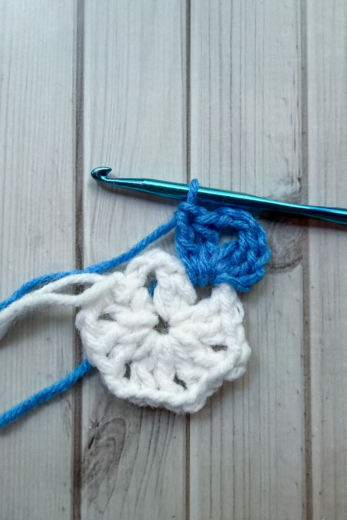 Starting 2nd round of crochet hexagon.