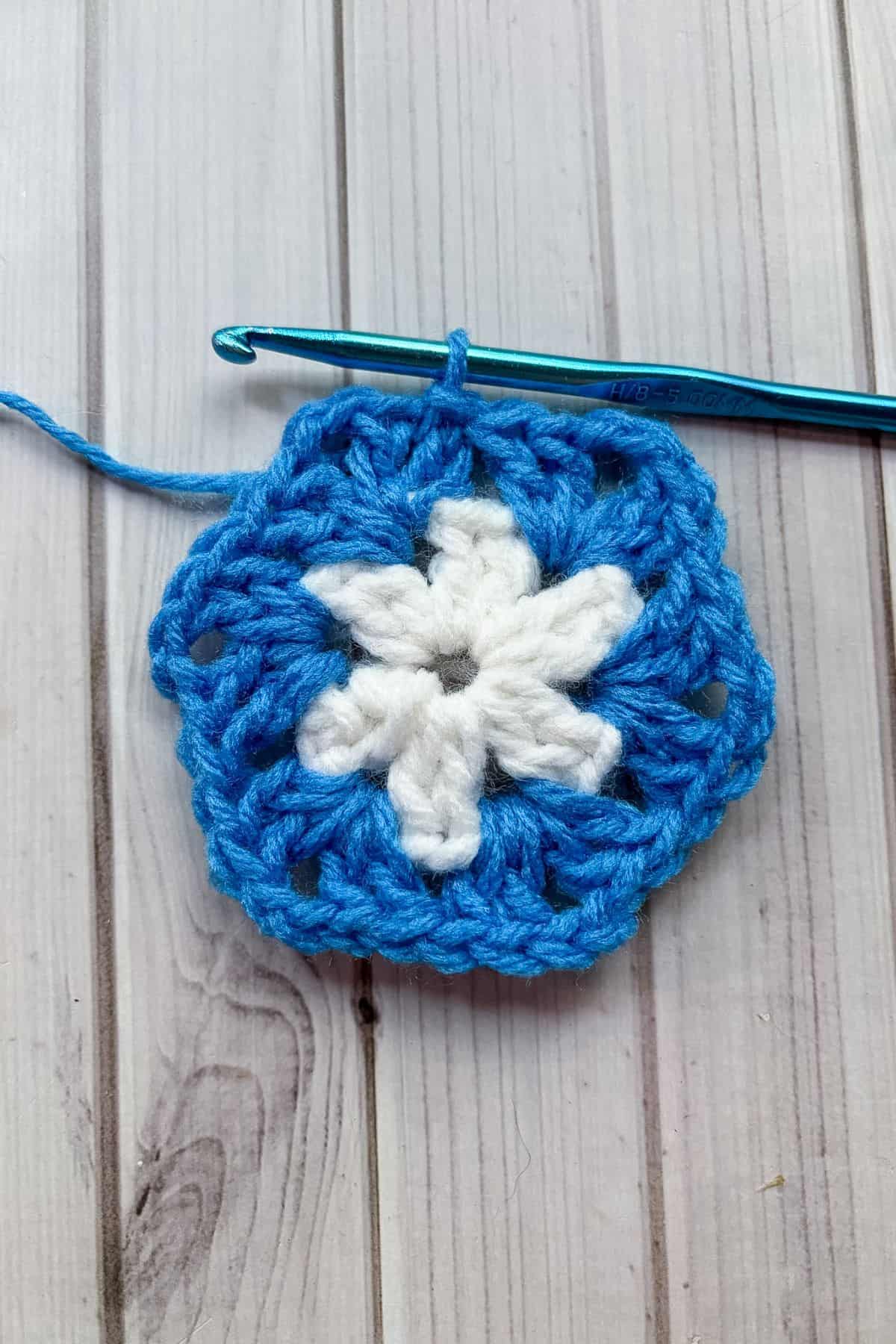 Finished 2nd round of crochet hexagon.