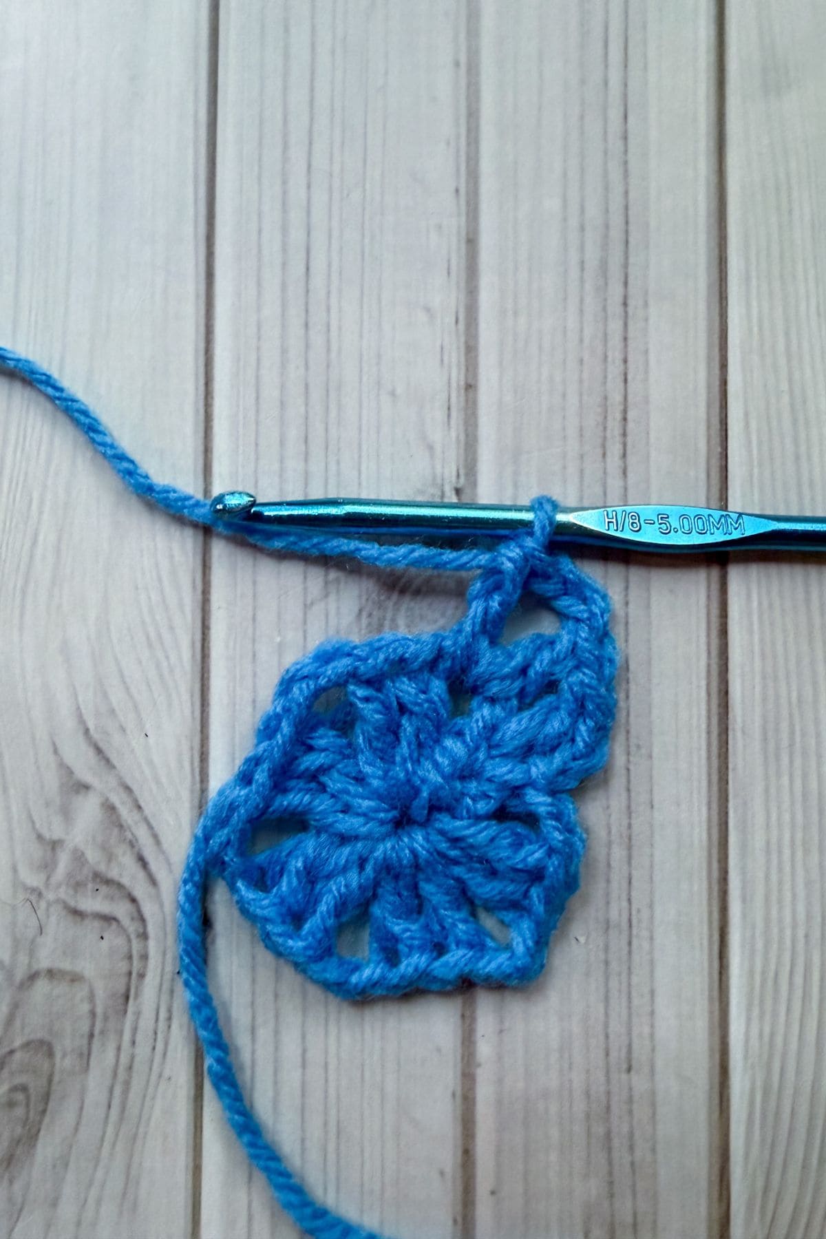 Starting round 2 of solid crochet hexagon.