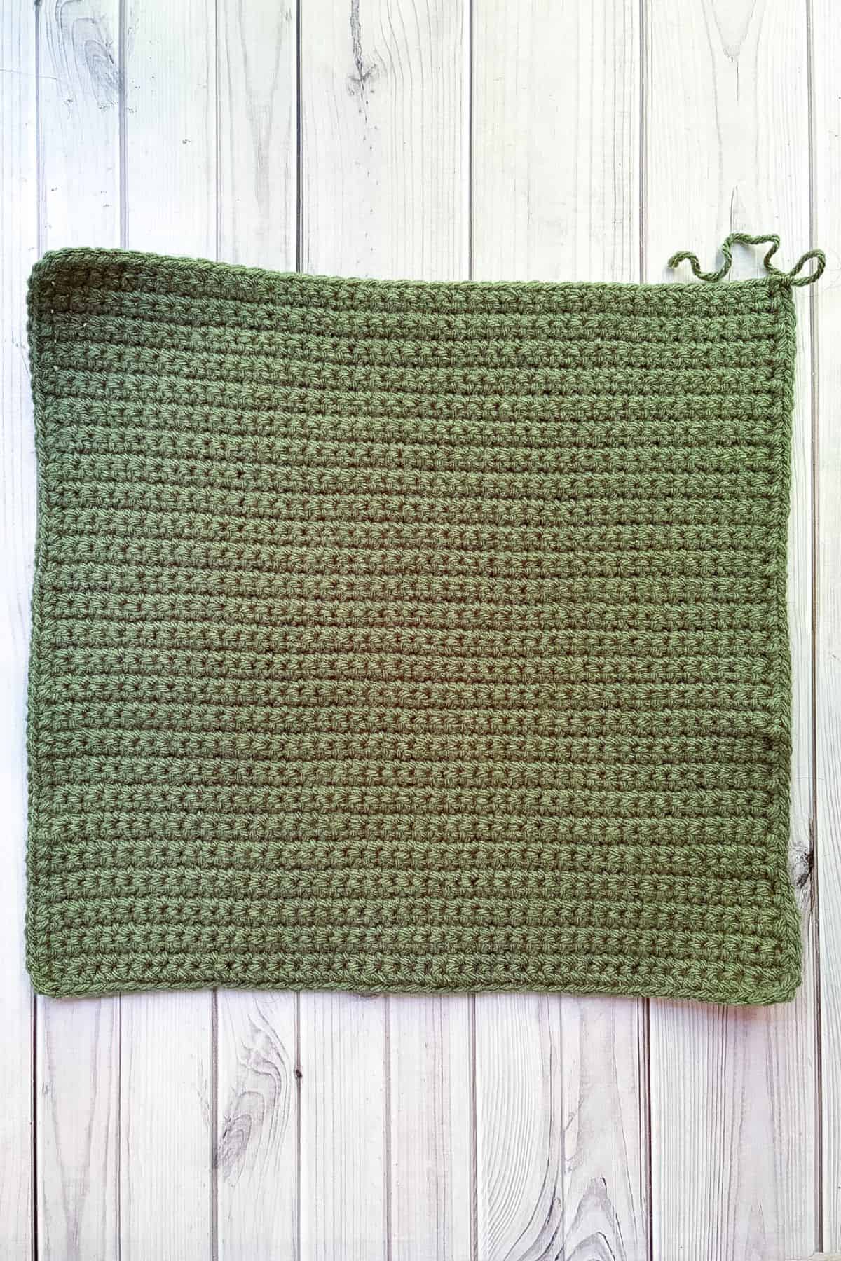 Crochet square made in rows.