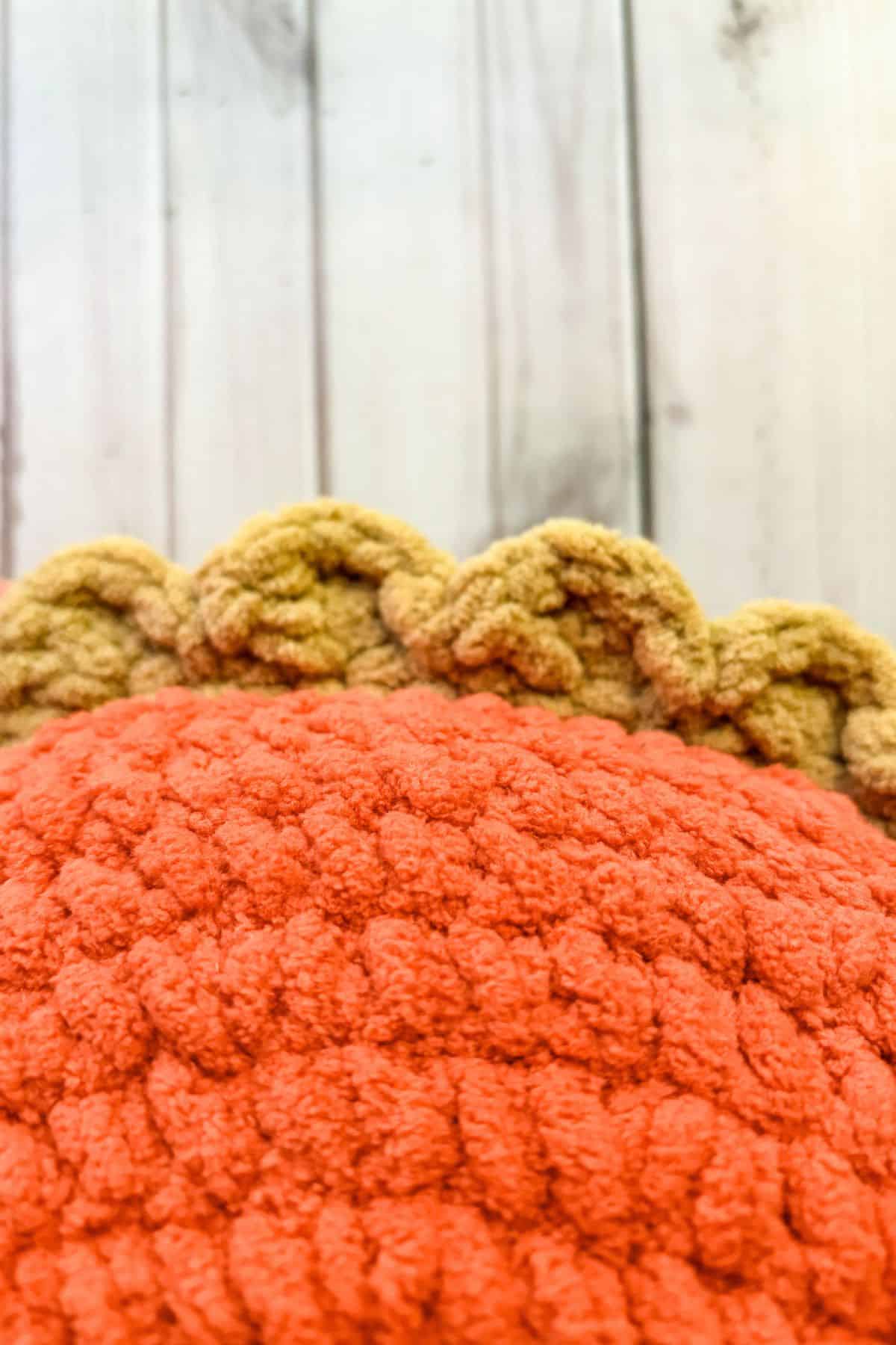 Close up of the scalloped edge on the pie.