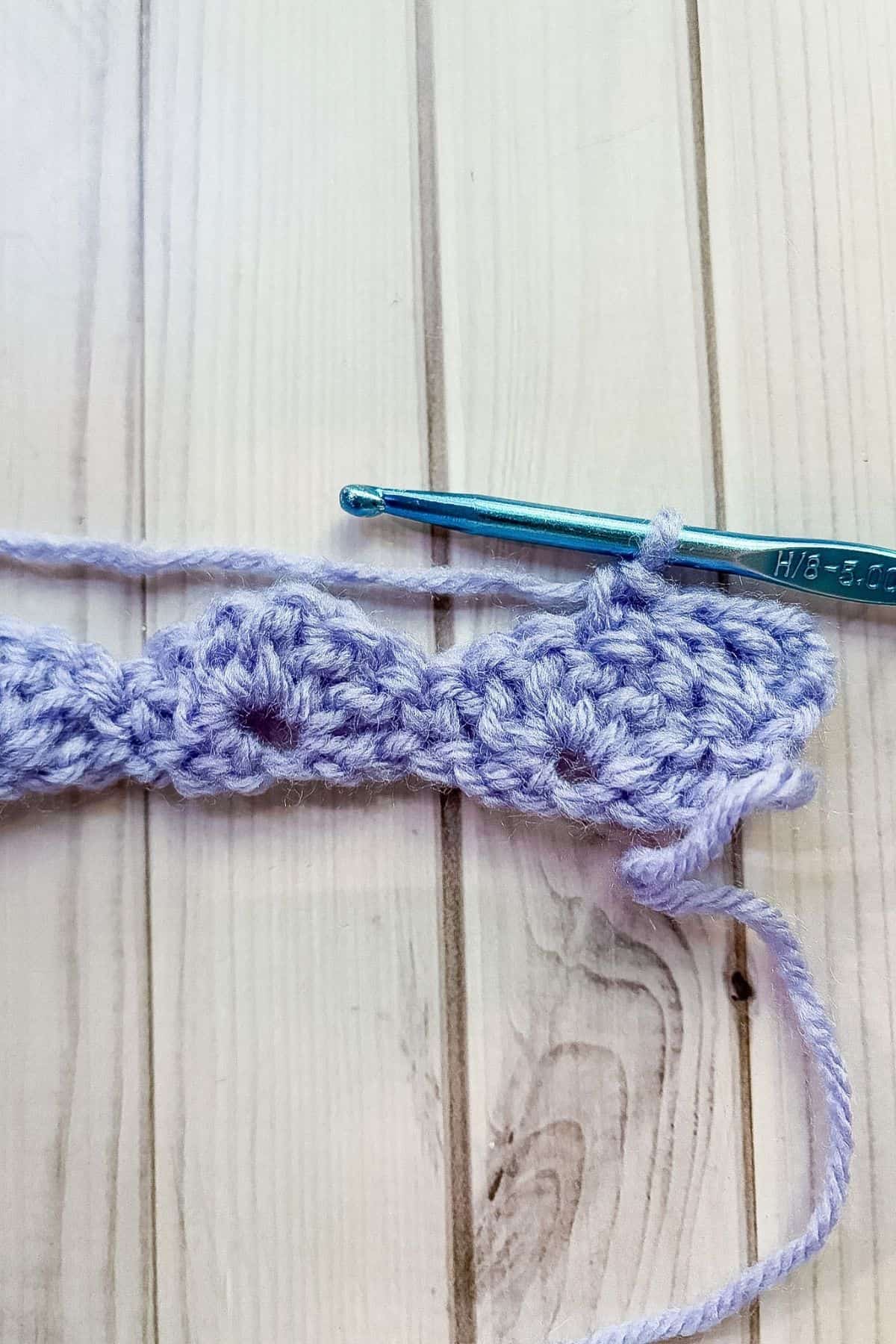 Finished making a half crochet shell.