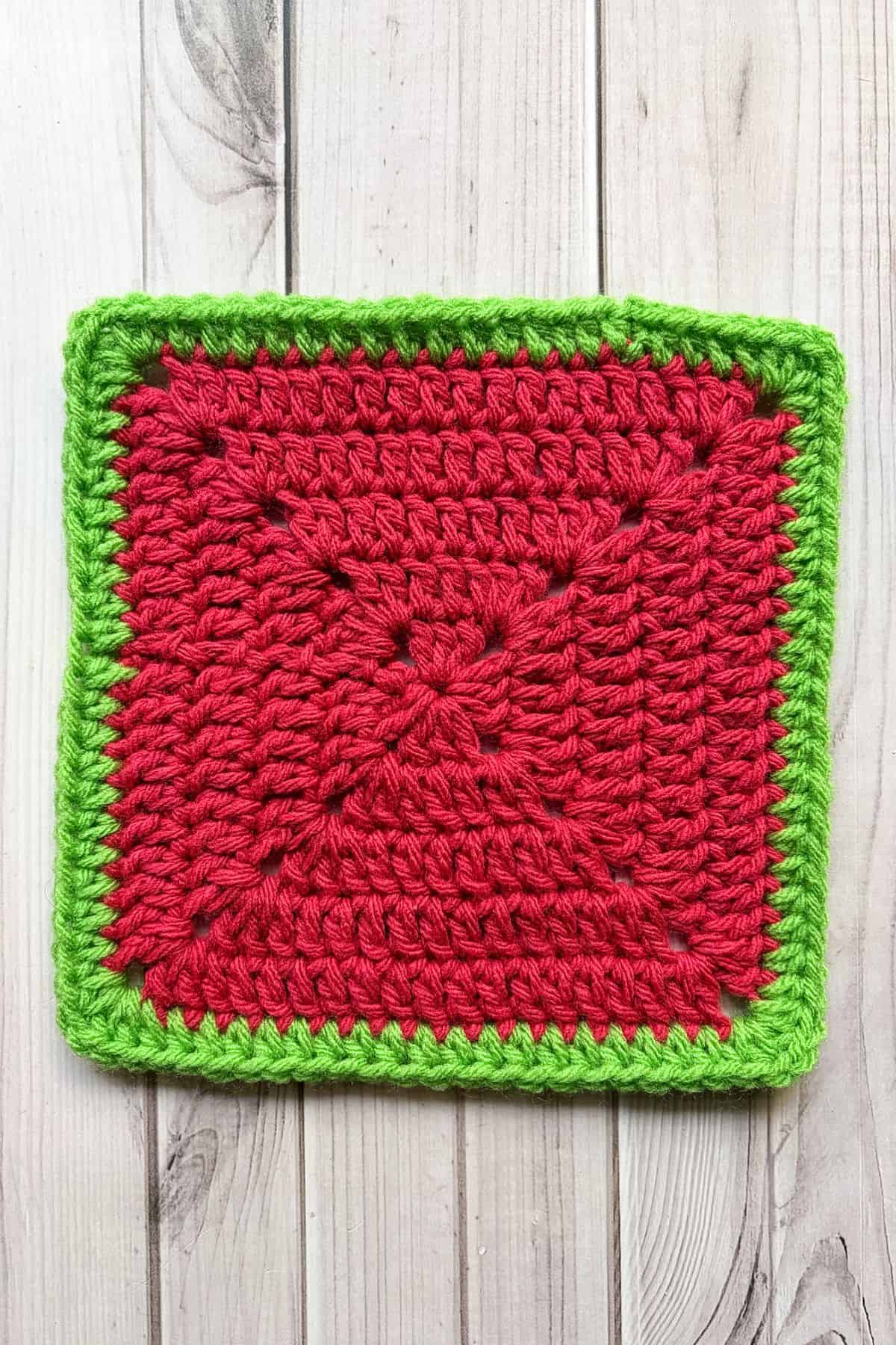 Finished half double crochet border.